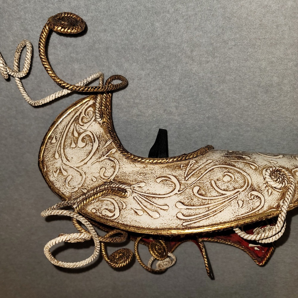 Venetian Masquerade Mask Hand Painted Gold Red Black Carnival Wall Decor - Picture 5 of 8